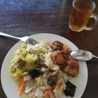 Veg and tofu on brown rice at Hui Yuan in Malacca