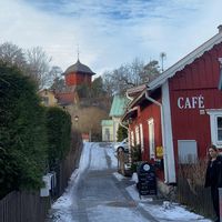 Café exterior at Hey Lucie! in Uppsala