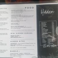 Menu at Hidden in Kelmscott