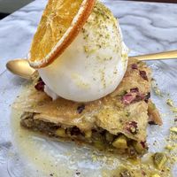 Baklava with yoghurt ice cream   at HUMM Restaurant in Antwerpen