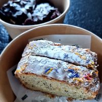 Lemon and chocolate cake take away at HUMM Restaurant in Antwerpen