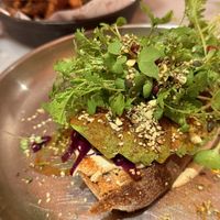 Avocado toast & sweet potato fries with spices  at HUMM Restaurant in Antwerpen