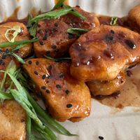 vegan bbq 'chicken' bites at Busboys and Poets - Langston Lofts in Washington