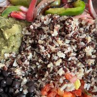 Bean and Rice Bowl with extra sautéed peppers and onions at Busboys and Poets - Langston Lofts in Washington