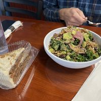 Carrot Cake and kale saladd  at Manna Kitchen in Lisle