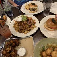 Vegan nachos, vegan meatballs, vegan BBQ sandwich, vegan chix sandwich, & cauliflower bites at Busboys and Poets - Mount Vernon Triangle in Washington