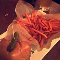 vegan burger and sweet potato fries  at Busboys and Poets - Mount Vernon Triangle in Washington