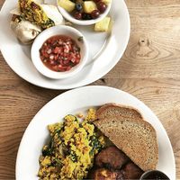 Breakfast spread at Busboys and Poets - Mount Vernon Triangle in Washington