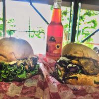 Hubby got the lunch special and I ordered the “cheeseburger” and the hibiscus drink. Both sandwiches are vegan and delicious.  at Plant Lyfe in Saint Peter