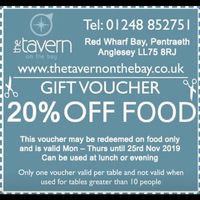 Check Facebook and Instagram for their offers at The Tavern on the Bay in Red Wharf Bay