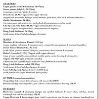 Current veggie menu at The Tavern on the Bay in Red Wharf Bay