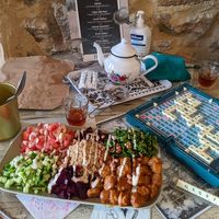 Colourful poke bowl, customised tea blend and Scrabble, a perfect way to spend a rainy afternoon ❤️ at Kawon once upon a time in Madaba