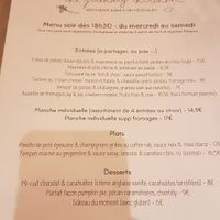 Menu pendant le couvre-feu at the friendly kitchen in Paris