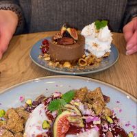 Panna cotta, and chocolate cheesecake « like a hot chocolate »  at the friendly kitchen in Paris