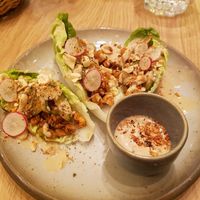 Tempeh 'tacos' at the friendly kitchen in Paris