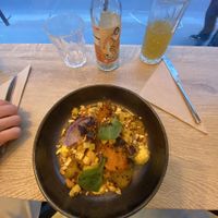 Interesting dish with spelled und unique souse  at the friendly kitchen in Paris