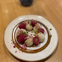 Raspberry and pistachio tart  at the friendly kitchen in Paris