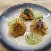 Kohlrabi “raviole” with ponzu sauc  at the friendly kitchen in Paris