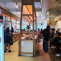interior: seating and counter with toppings and cashier at Yo-Chi in Melbourne