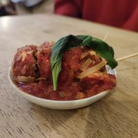 Aubergine meatballs (highly recommended) at The White Rabbit in Oxford