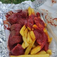 Currywurst vegan with fries. at Curry 36 - Hauptbahnhof in Berlin