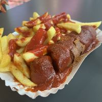 Vegan currywurst with chips   at Curry 36 - Hauptbahnhof in Berlin