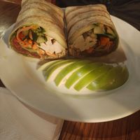 Vegan tofu wrap at Waterwheel Cafe in Milford