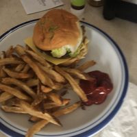 Poor photo I apologize. This is the vegan hamburger added cheese at home w/ fries at Pretty Good Advice - Soquel in Soquel