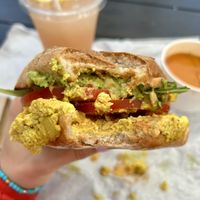 Maddie’s- tofu scramble, chipotle aioli, arugla, tomato   at Pretty Good Advice - Soquel in Soquel