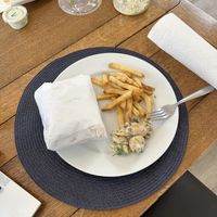 Chikn sandwich, potato salad and fries - all vegan!   at Pretty Good Advice - Soquel in Soquel