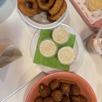 Vegan shareables (fried mushrooms, onion rings and ranch)  at Baby's in Indianapolis