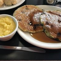 Vegan Blueberry Pancakes with Grits at The Grit in Athens