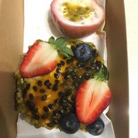 Vegan cheesecake- more of a passion fruit tart  at Peregian Beach Hotel in Peregian Beach