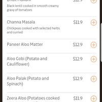 Menu at Indian Zaika in Armidale