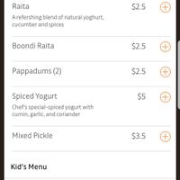 Menu at Indian Zaika in Armidale