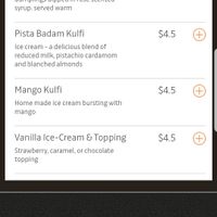 Menu at Indian Zaika in Armidale