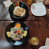 Arroz con salsa cacahuete y con leche de coco at A Raices in Gran Canaria