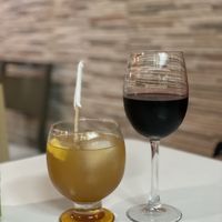 Vegan wine snd lemonada  at A Raices in Gran Canaria