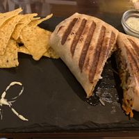 burrito and inedible chips at A Raices in Gran Canaria