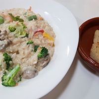 Yuca and creamy rice at A Raices in Gran Canaria