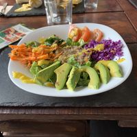Salad with mango salsa at A Raices in Gran Canaria