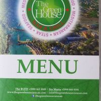 Menu at The Green House in Willemstad