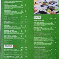 Menu at The Green House in Willemstad