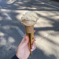 Hazelnut and almond flavor, vegan cone  at Gelateria Del Biondo in Brescia