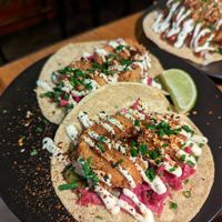 Vegan calamari taco with sauerkraut at Calle Rey in Newtown