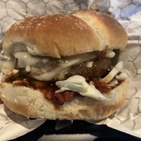 Savory Bleu Cheez & Parm Gourmet Beef Burger  at Moe Vegan in Kent