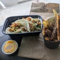 Truffle parm fries and crack dip at Moe Vegan in Kent