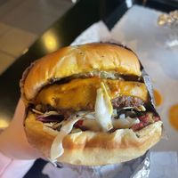 mushroom garlic burger  at Moe Vegan in Kent