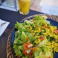 Crambeled tofu with salat at VEG in Split