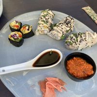 Mixed plate with sushi and vegetable rolls  at VEG in Split